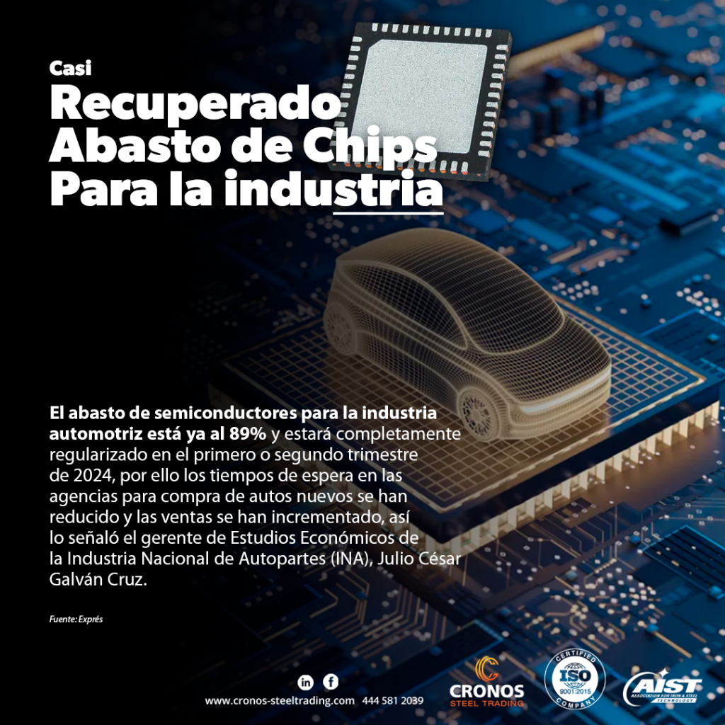 Se recupera abasto de microchips para la industria automotriz